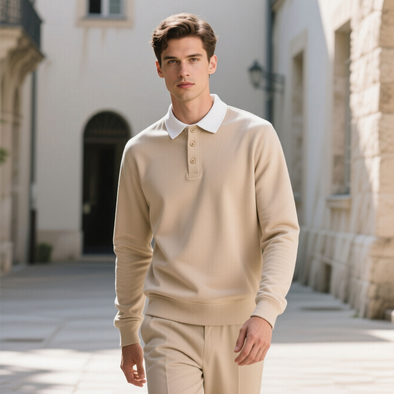 Austin Long-Sleeve Polo Sweatshirt