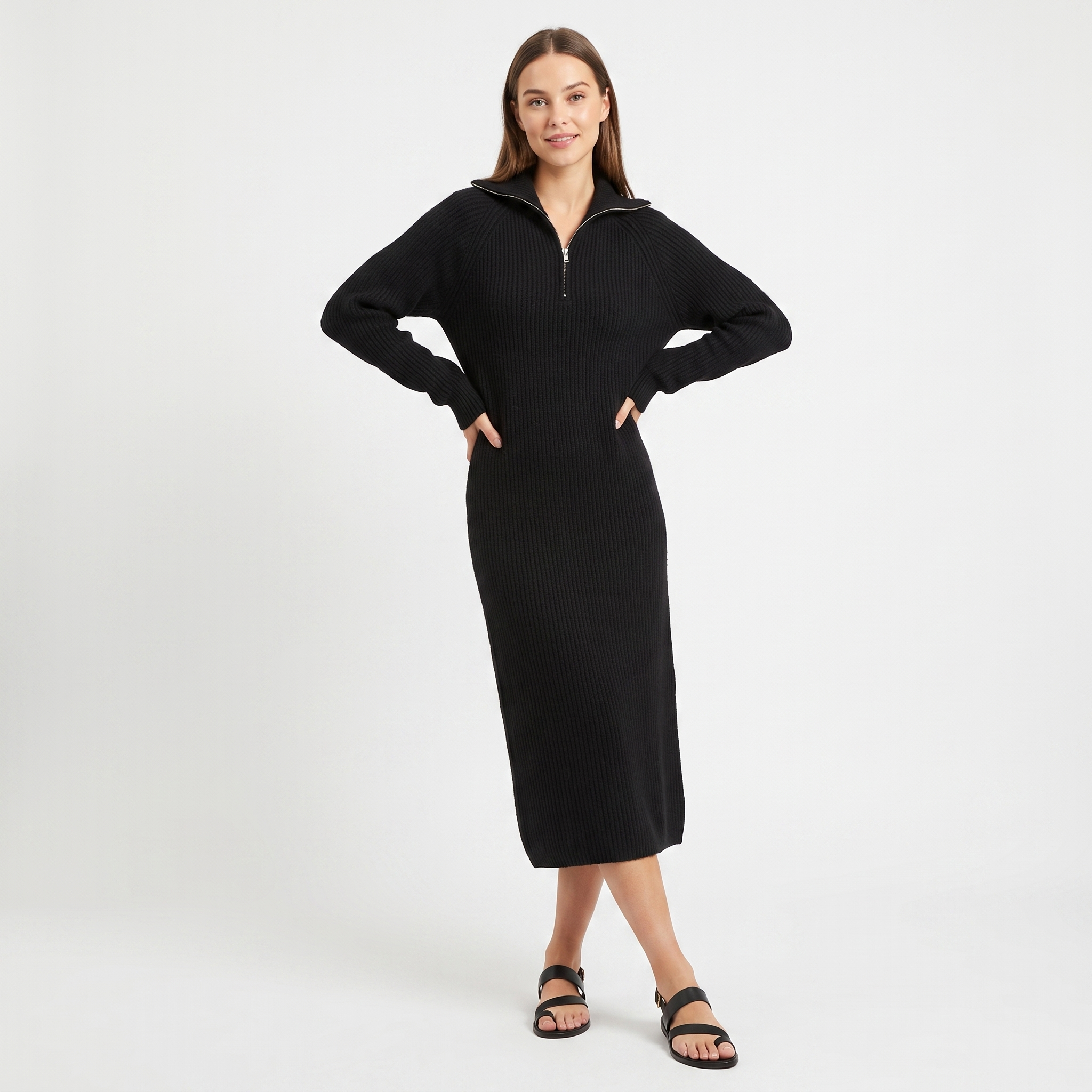 The Louisa Half-Zip Knit Dress — full look